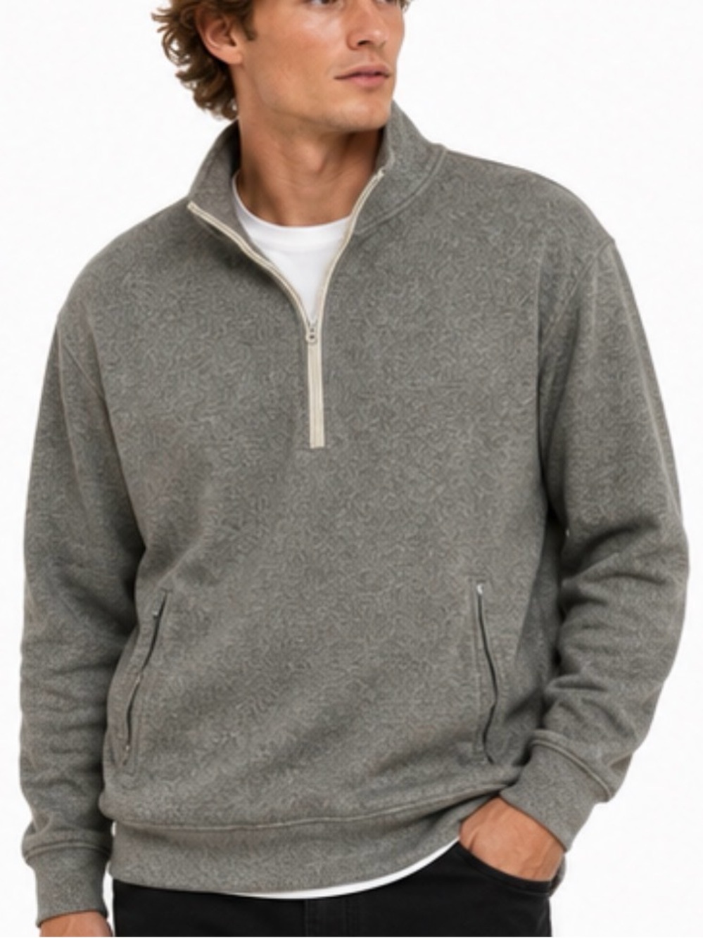 JCrew Men's Gray Quarter-Zip Sweater size medium